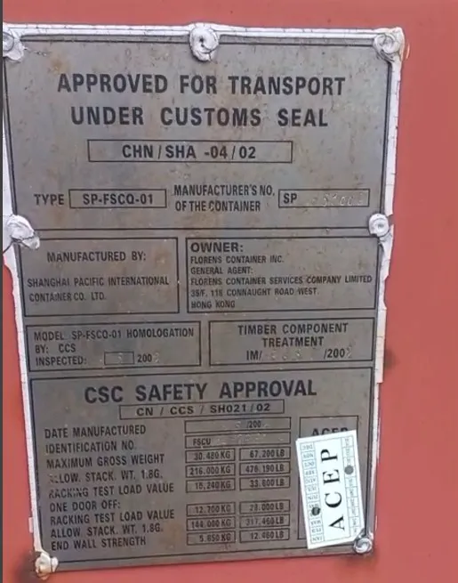 40′ HC Dry Container